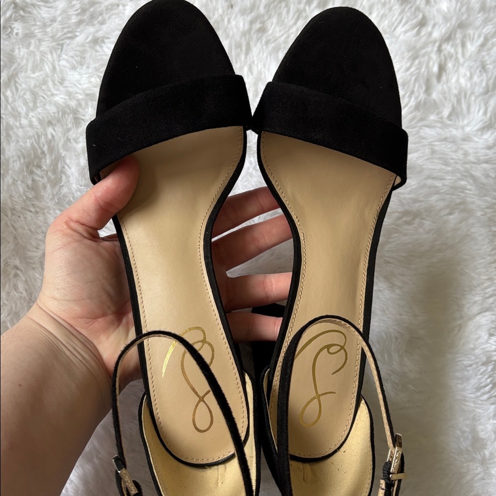 NEW In Packaging Sam Edelman Black Suede Ankle Strap Yaro Sandal Heels Size 9.5 - Picture 10 of 14